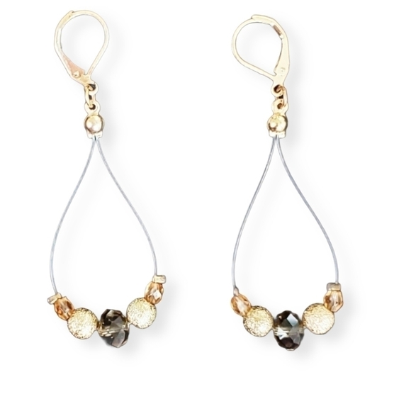 𝅺ARTISAN Beaded Clear Loop Earrings - Picture 1 of 4